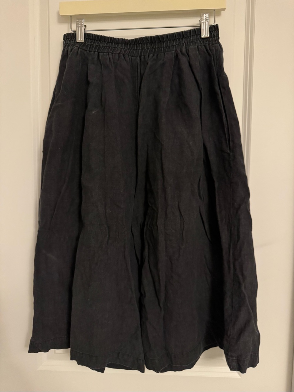 Ilana Kohn Black Wide-Leg crop Pants 100% linen